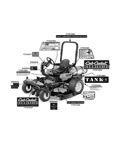 Label Map Diagram and Parts List for S7237-KW LP-53AP8DU8750-999cc Cub Cadet Lawn Tractor
